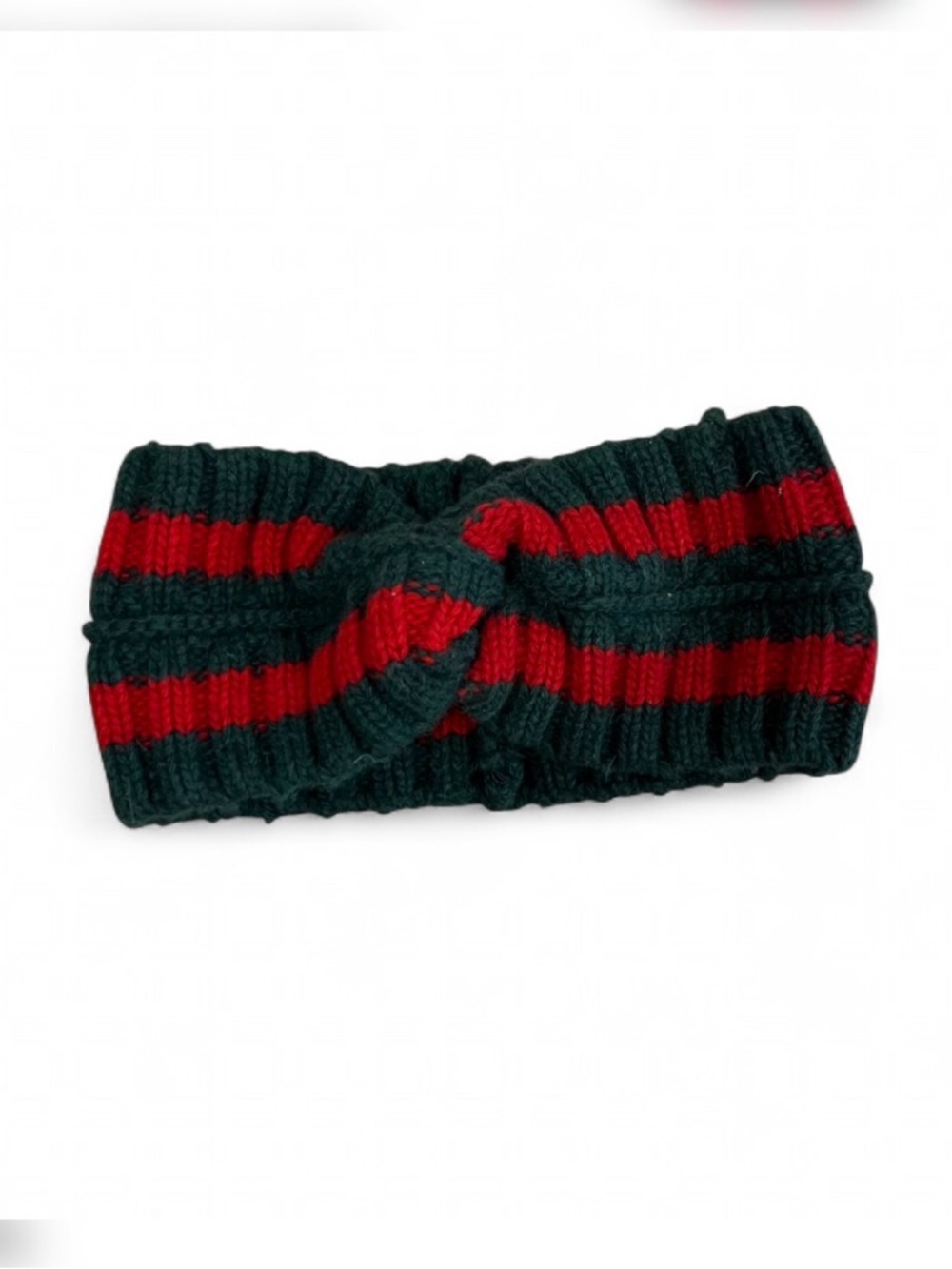 Gucci Knitted Headband in Green and Red Stripes